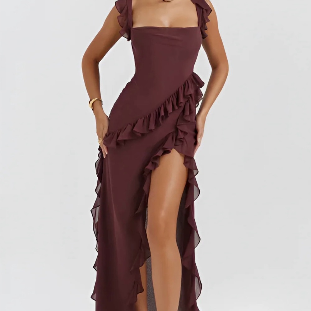 Elegant Burgundy Ruffle Dress
